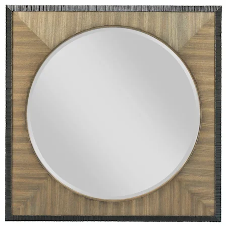 Round Mirror with Square Frame